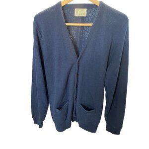 Kings Road Shop Blue Long Sleeve Buttoned V-Neck Cardigan SZ Large